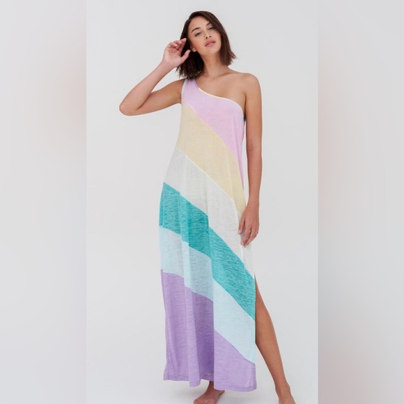 Rainbow One-Shoulder Maxi Dress Stephanie Gottlieb X Pitusa Exclusive - Picture 1 of 3